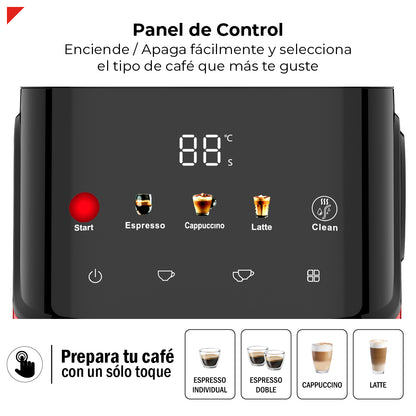 Cafetera Automática Para Espresso 20 Bar Con Tanque De Leche