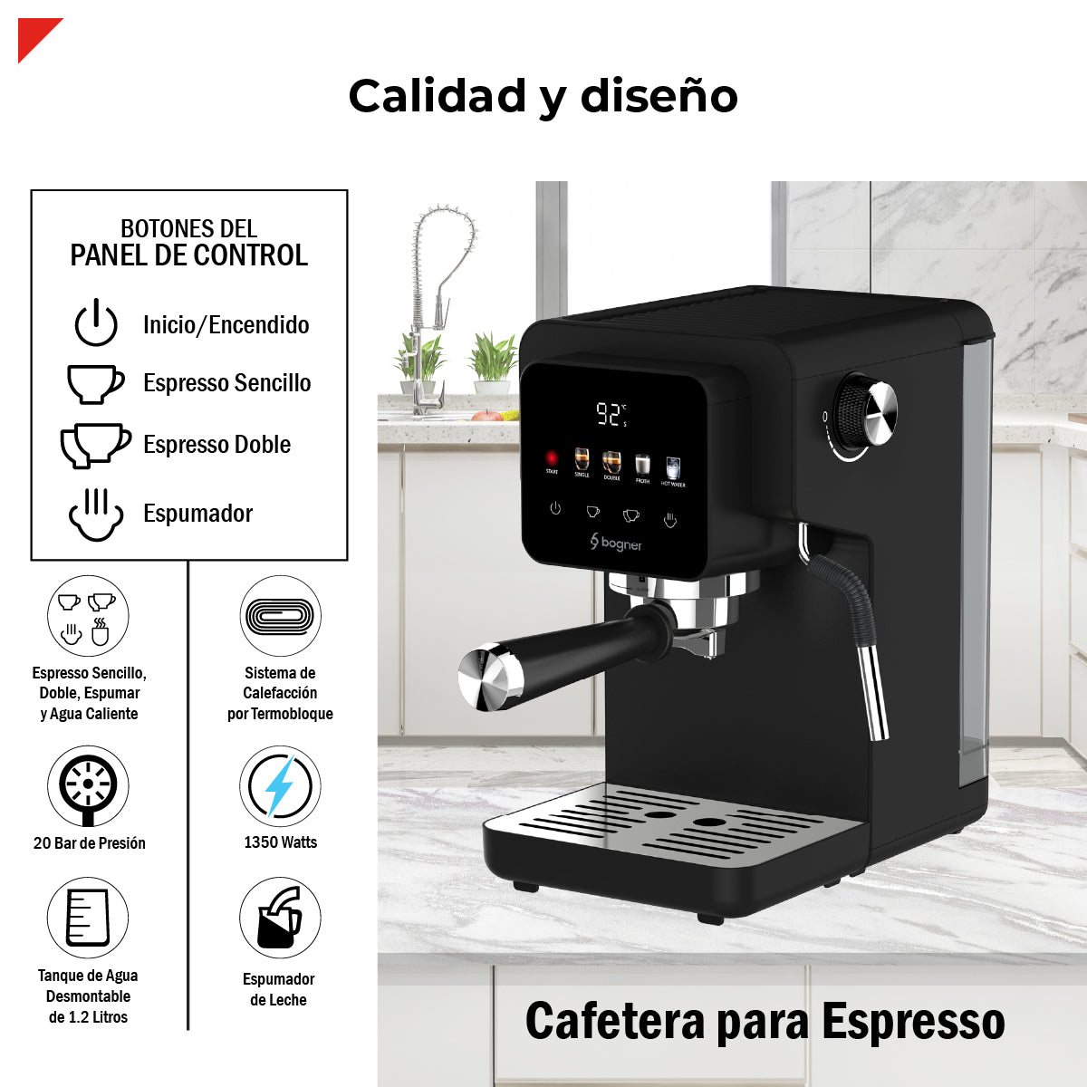 Cafetera Digital Para Espresso 1350w 20 Bar BDECM05