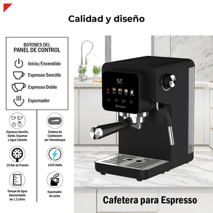 Cafetera Digital Para Espresso 1350w 20 Bar BDECM05