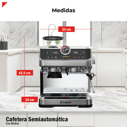 Cafetera Semiautomatica Espresso 20 Bar Molino Latte Cappuccino Bogner