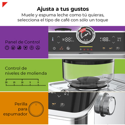 Cafetera Semiautomatica Espresso 20 Bar Molino Latte Cappuccino Bogner