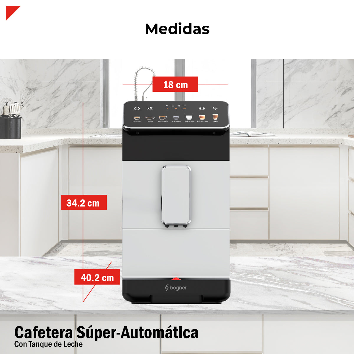 Cafetera Espresso Super Automática 20 Bar Latte Capp Bogner