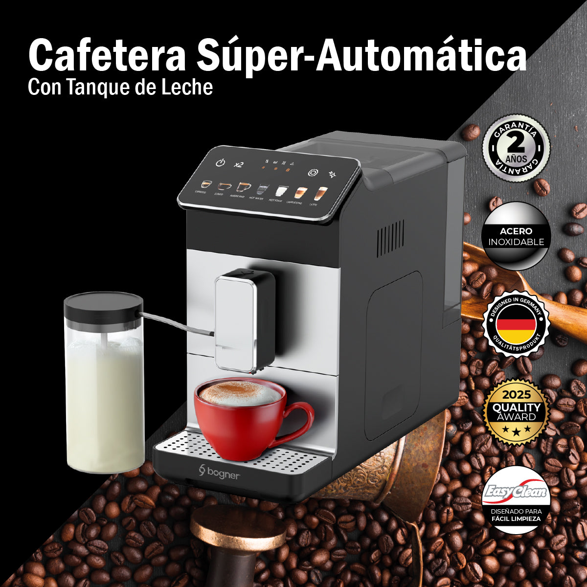 Cafetera Espresso Super Automática 20 Bar Latte Capp Bogner