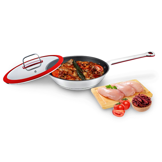 🎁 Sartén de 24 cm de Acero Inoxidable con Tapa Bogner BFP24L (100% off)
