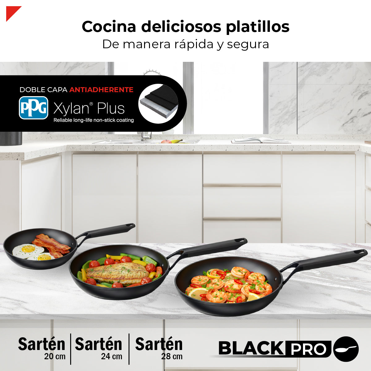 Bogner Set de Sartenes 20, 24 y 28cm Inducción Aluminio Forjado BFPBK202428