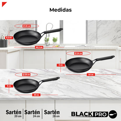 Bogner Set de Sartenes 20, 24 y 28cm Inducción Aluminio Forjado BFPBK202428