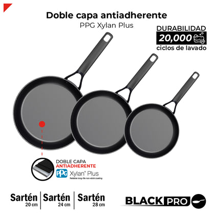 Bogner Set de Sartenes 20, 24 y 28cm Inducción Aluminio Forjado BFPBK202428