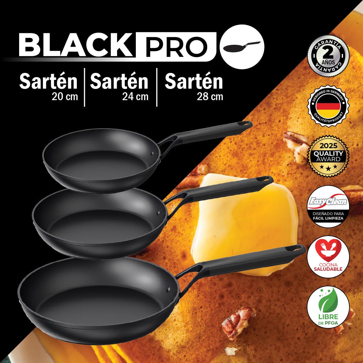 Bogner Set de Sartenes 20, 24 y 28cm Inducción Aluminio Forjado BFPBK202428