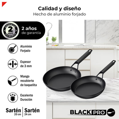 Bogner Set de Sartenes 20 y 24cm Inducción Aluminio Forjado BFPBK2024