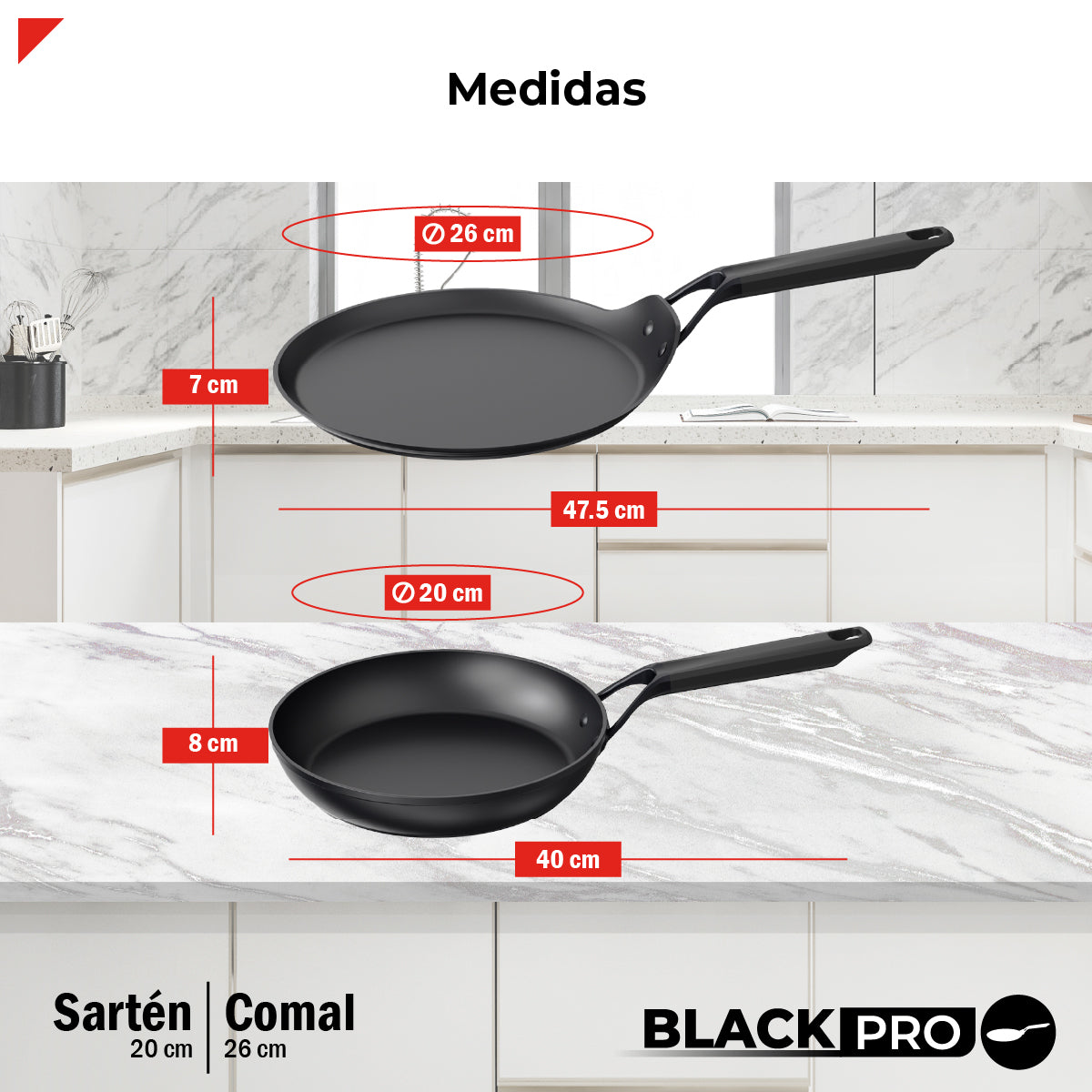 Bogner Set de Sarten y Comal 20 y 26cm Inducción Aluminio Forjado BFPBK2026
