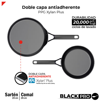 Bogner Set de Sarten y Comal 20 y 26cm Inducción Aluminio Forjado BFPBK2026