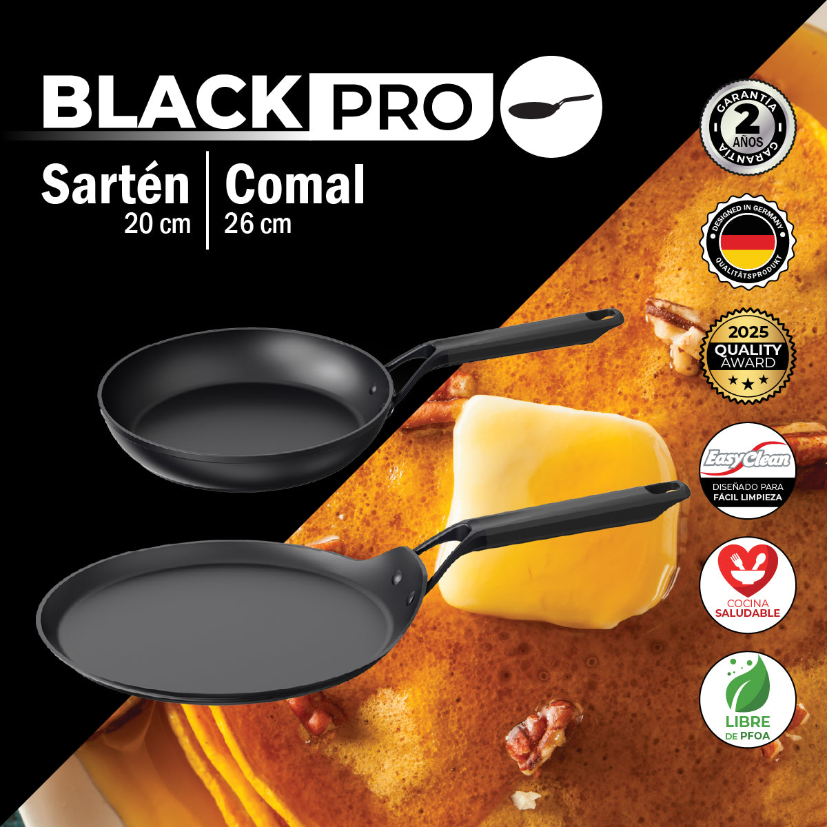 Bogner Set de Sarten y Comal 20 y 26cm Inducción Aluminio Forjado BFPBK2026