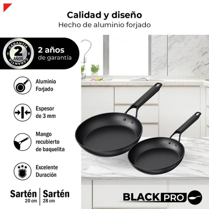 Bogner Set de Sartenes 20 y 28cm Inducción Aluminio Forjado BFPBK2028