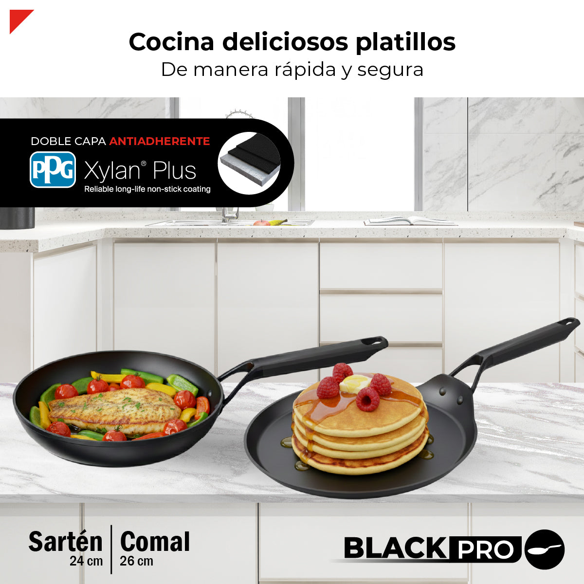 Bogner Set de Sarten y Comal 24 y 26cm Inducción Aluminio Forjado BFPBK2426