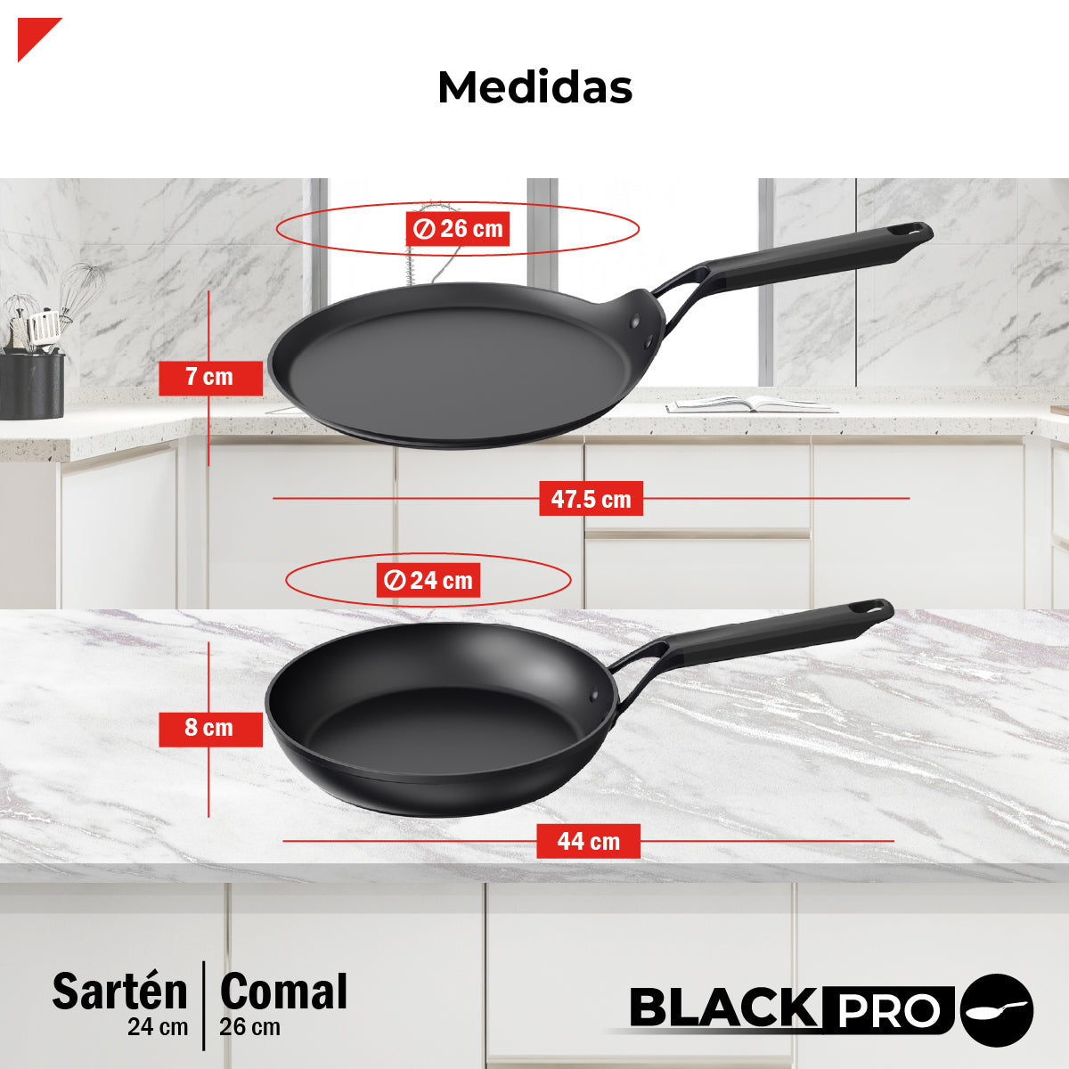 Bogner Set de Sarten y Comal 24 y 26cm Inducción Aluminio Forjado BFPBK2426
