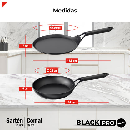 Bogner Set de Sarten y Comal 24 y 26cm Inducción Aluminio Forjado BFPBK2426