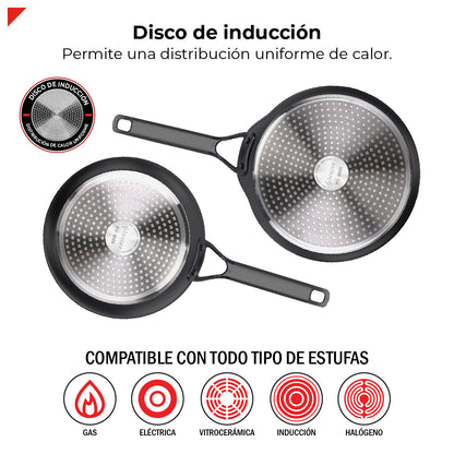 Bogner Set de Sarten y Comal 24 y 26cm Inducción Aluminio Forjado BFPBK2426