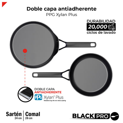 Bogner Set de Sarten y Comal 24 y 26cm Inducción Aluminio Forjado BFPBK2426