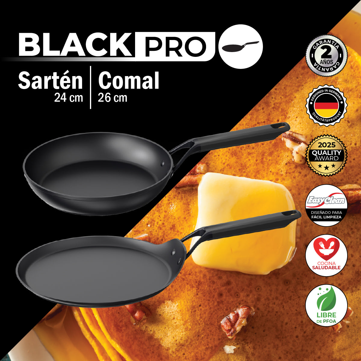 Bogner Set de Sarten y Comal 24 y 26cm Inducción Aluminio Forjado BFPBK2426