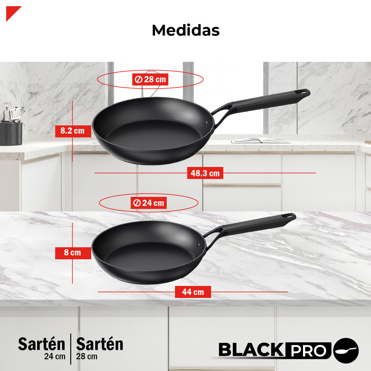 Bogner Set de Sartenes 24 y 28cm Inducción Aluminio Forjado BFPBK2428