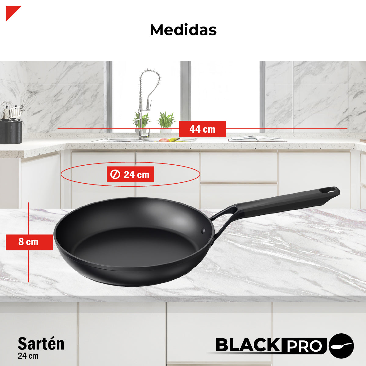 Bogner Sarten 24cm Inducción Aluminio Forjado BFPBK24