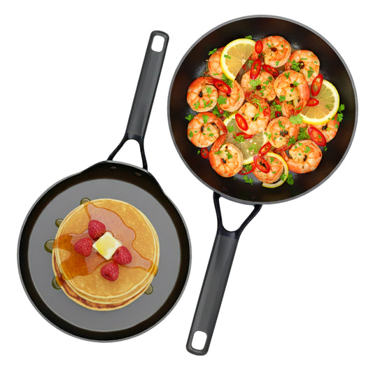 Bogner Set de Sarten y Comal 28 y 26cm Inducción Aluminio Forjado BFPBK2826