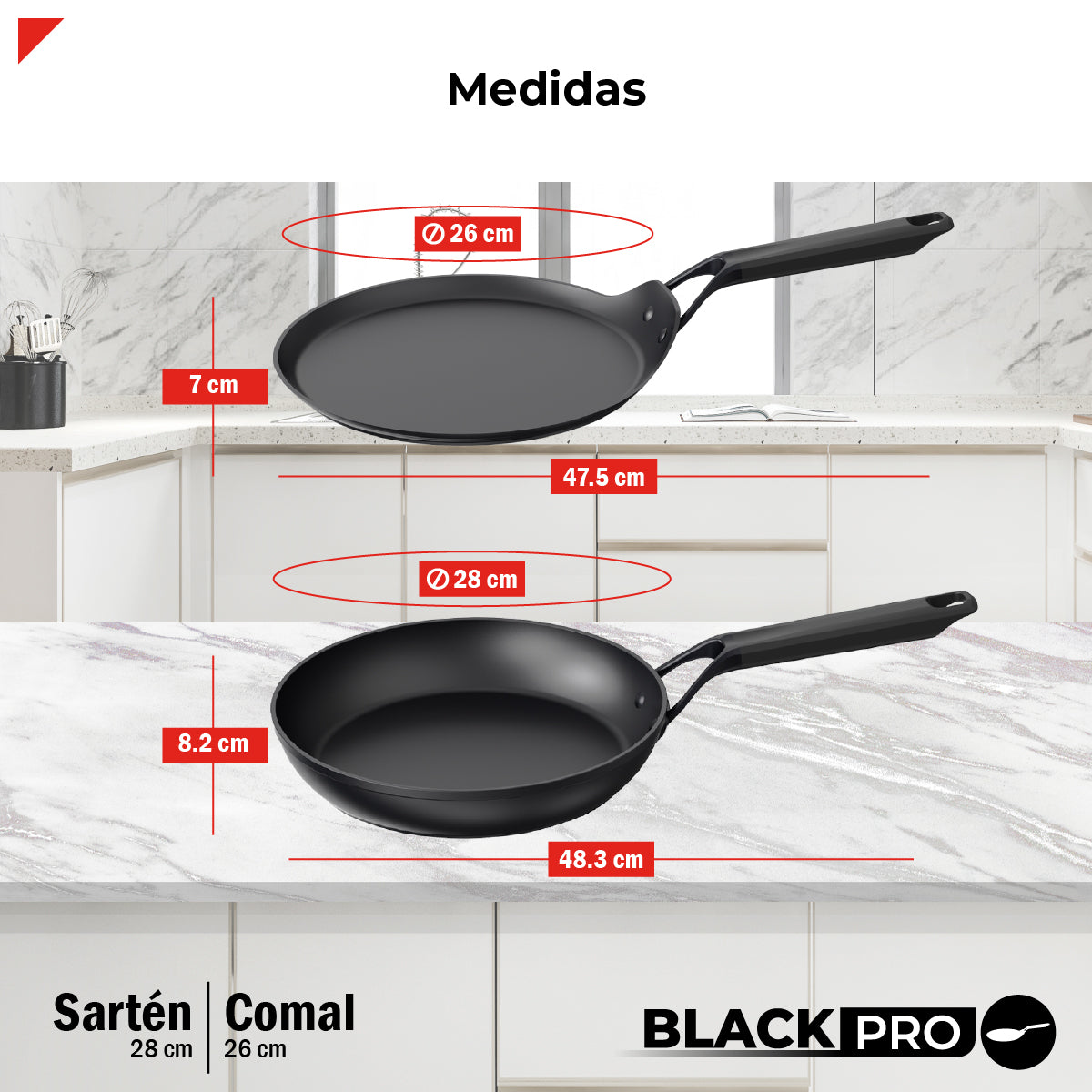 Bogner Set de Sarten y Comal 28 y 26cm Inducción Aluminio Forjado BFPBK2826