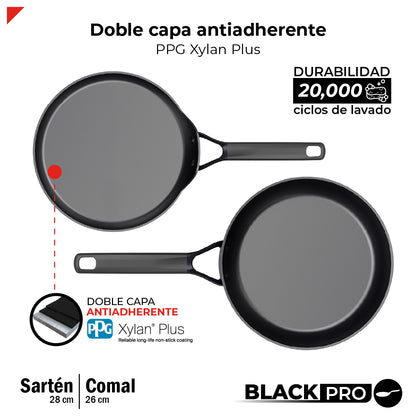 Bogner Set de Sarten y Comal 28 y 26cm Inducción Aluminio Forjado BFPBK2826