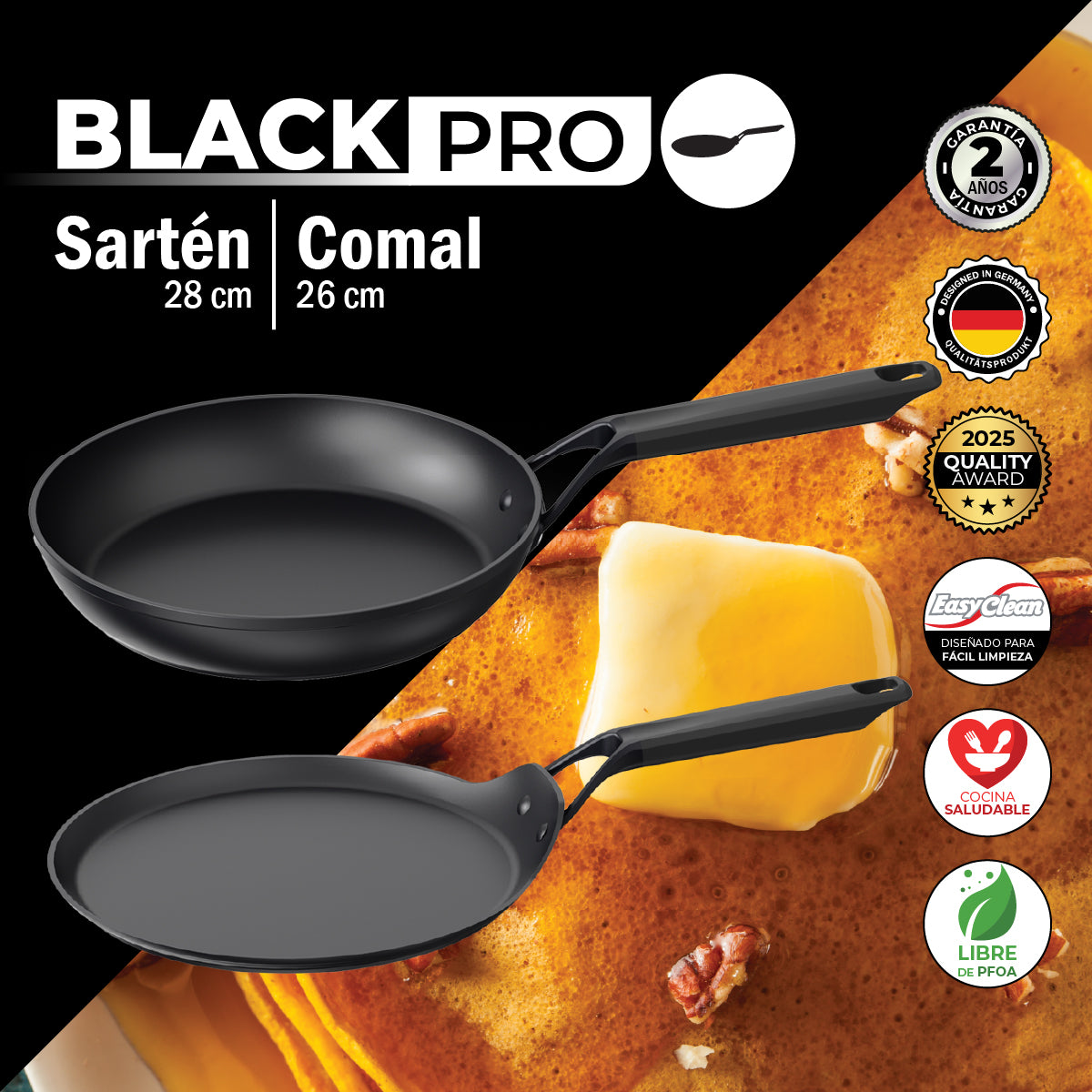 Bogner Set de Sarten y Comal 28 y 26cm Inducción Aluminio Forjado BFPBK2826