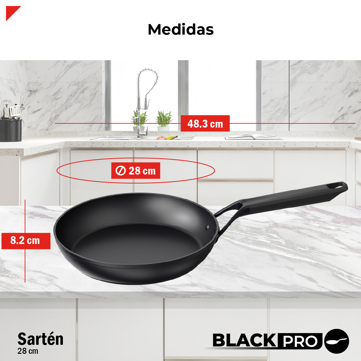 Bogner Sarten 28cm Inducción Aluminio Forjado BFPBK28