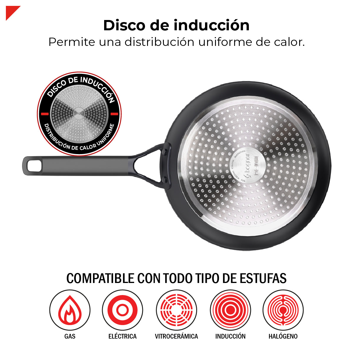 Bogner Sarten 28cm Inducción Aluminio Forjado BFPBK28