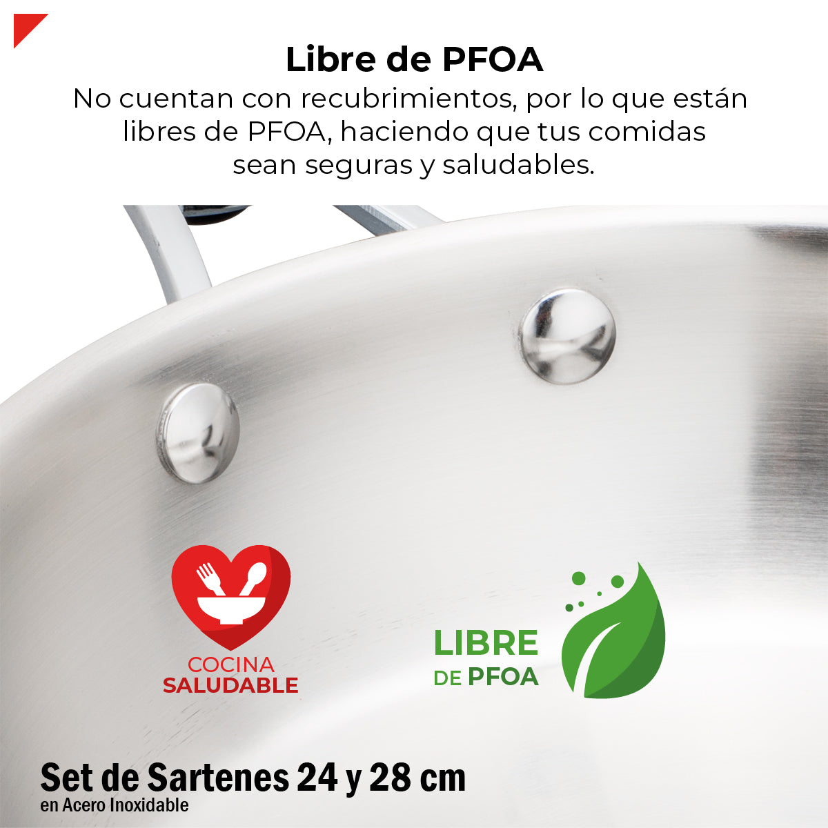 Set 2 Sartenes 24 Y 28cm Acero Inox 304 3 Ply Induccion Bogner