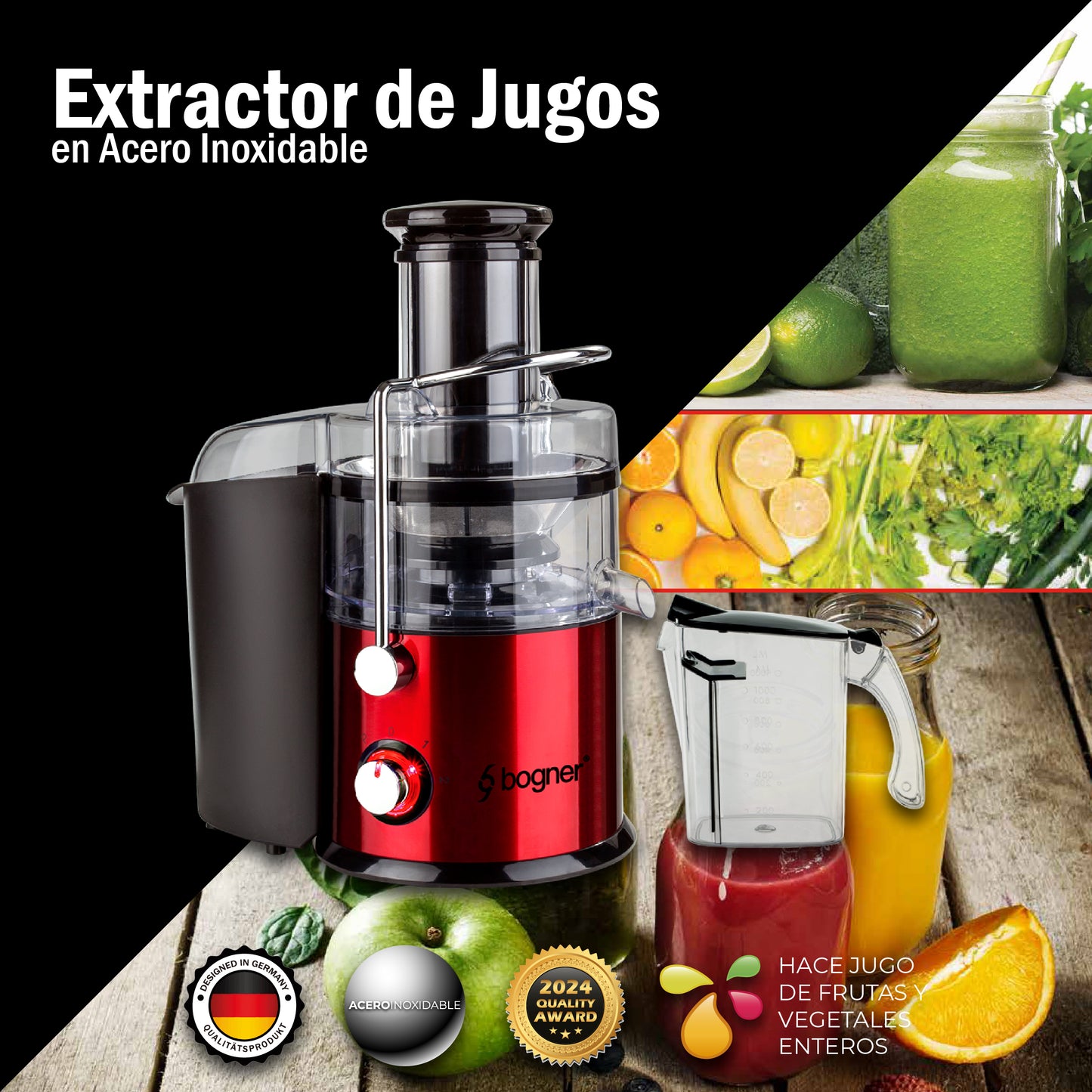 Extractor de frutas y verduras para jugos Bogner