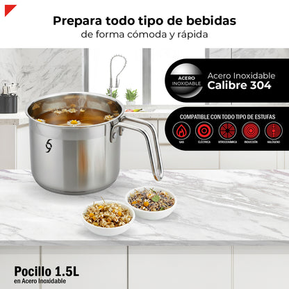 Pocillo 1.5l Acero Inoxidable 304 Base Encapsulada Bogner