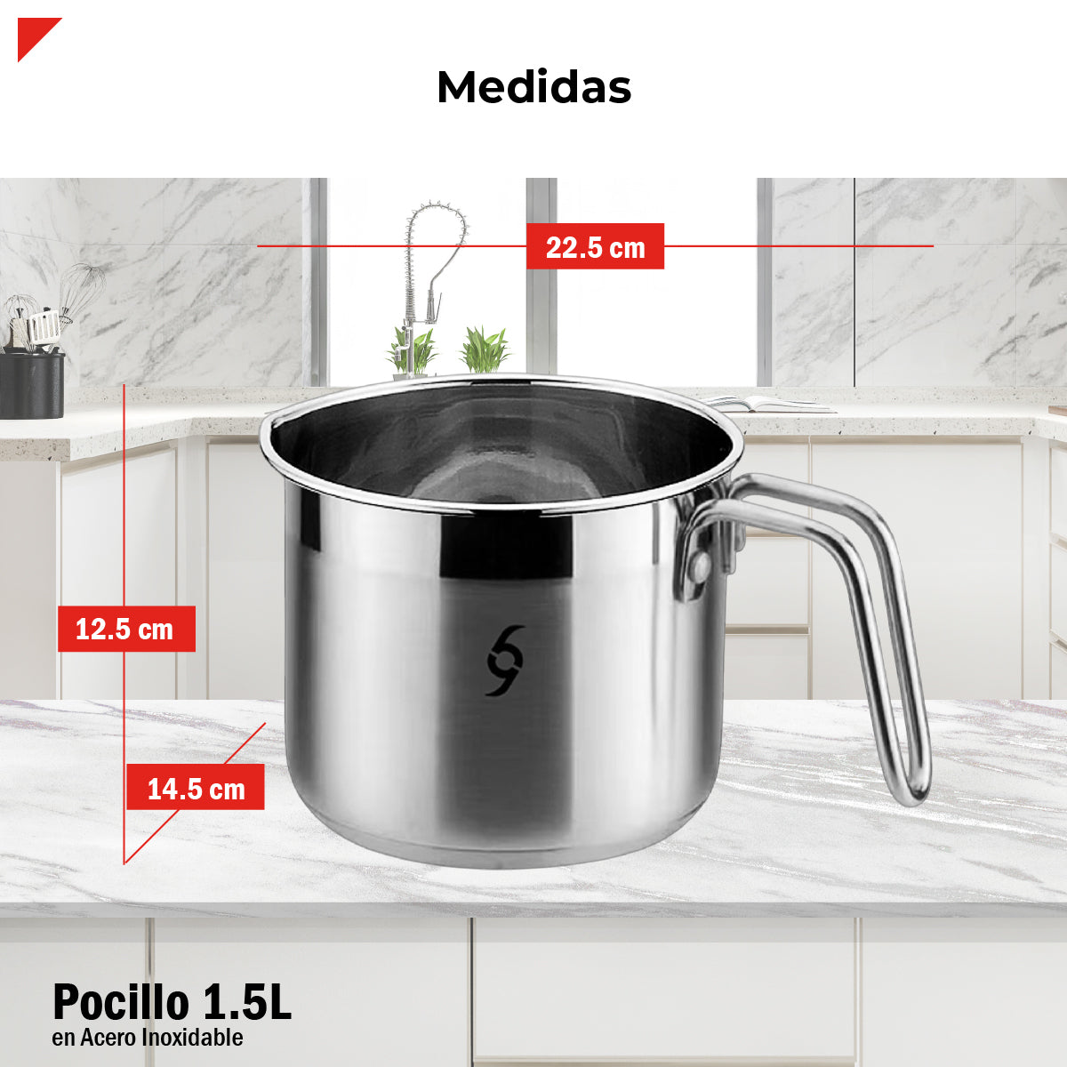Pocillo 1.5l Acero Inoxidable 304 Base Encapsulada Bogner