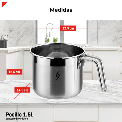 Pocillo 1.5l Acero Inoxidable 304 Base Encapsulada Bogner