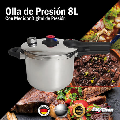 Olla de presión capacidad 8 litros con Medidor de Presión