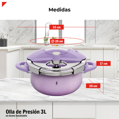 Bogner Olla De Presión 3l Acero Inox 304 Color Morado BPC03P