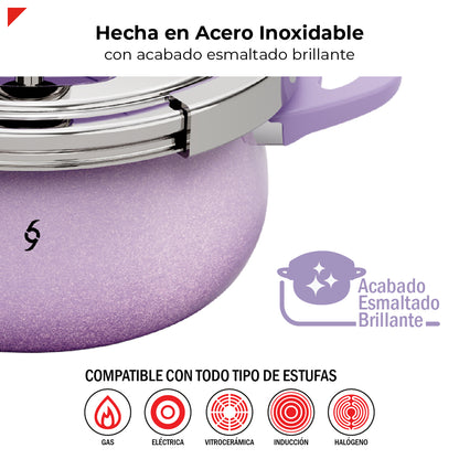 Bogner Olla De Presión 3l Acero Inox 304 Color Morado BPC03P
