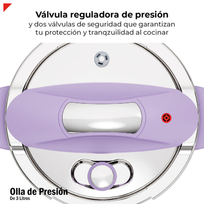 Bogner Olla De Presión 3l Acero Inox 304 Color Morado BPC03P