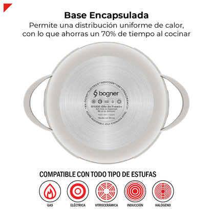 Olla De Presión Bogner 3l Inoxidable 304 Alta Seguridad
