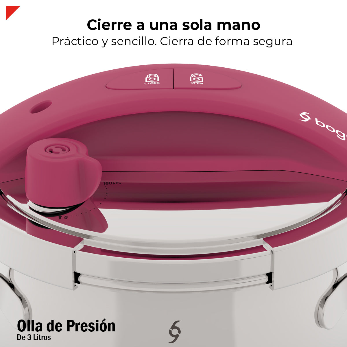 Olla De Presión Bogner 3l Inoxidable 304 Alta Seguridad