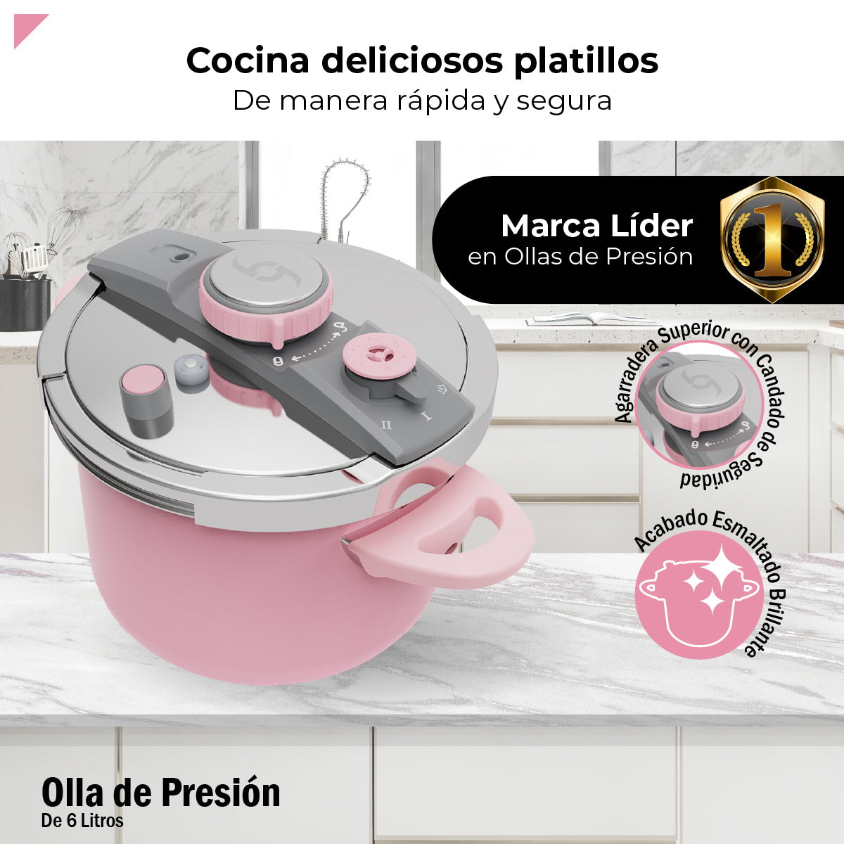 Bogner Olla De Presión 6l Acero Inox Rosa BPC06P