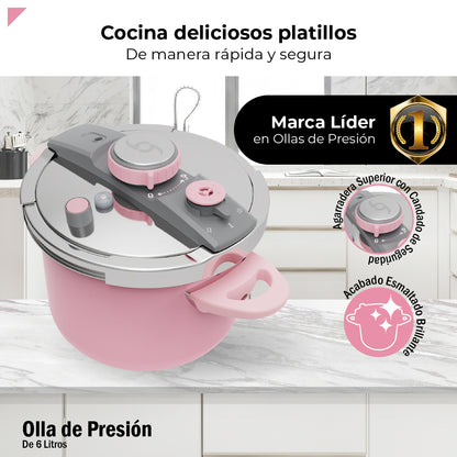 Bogner Olla De Presión 6l Acero Inox Rosa BPC06P