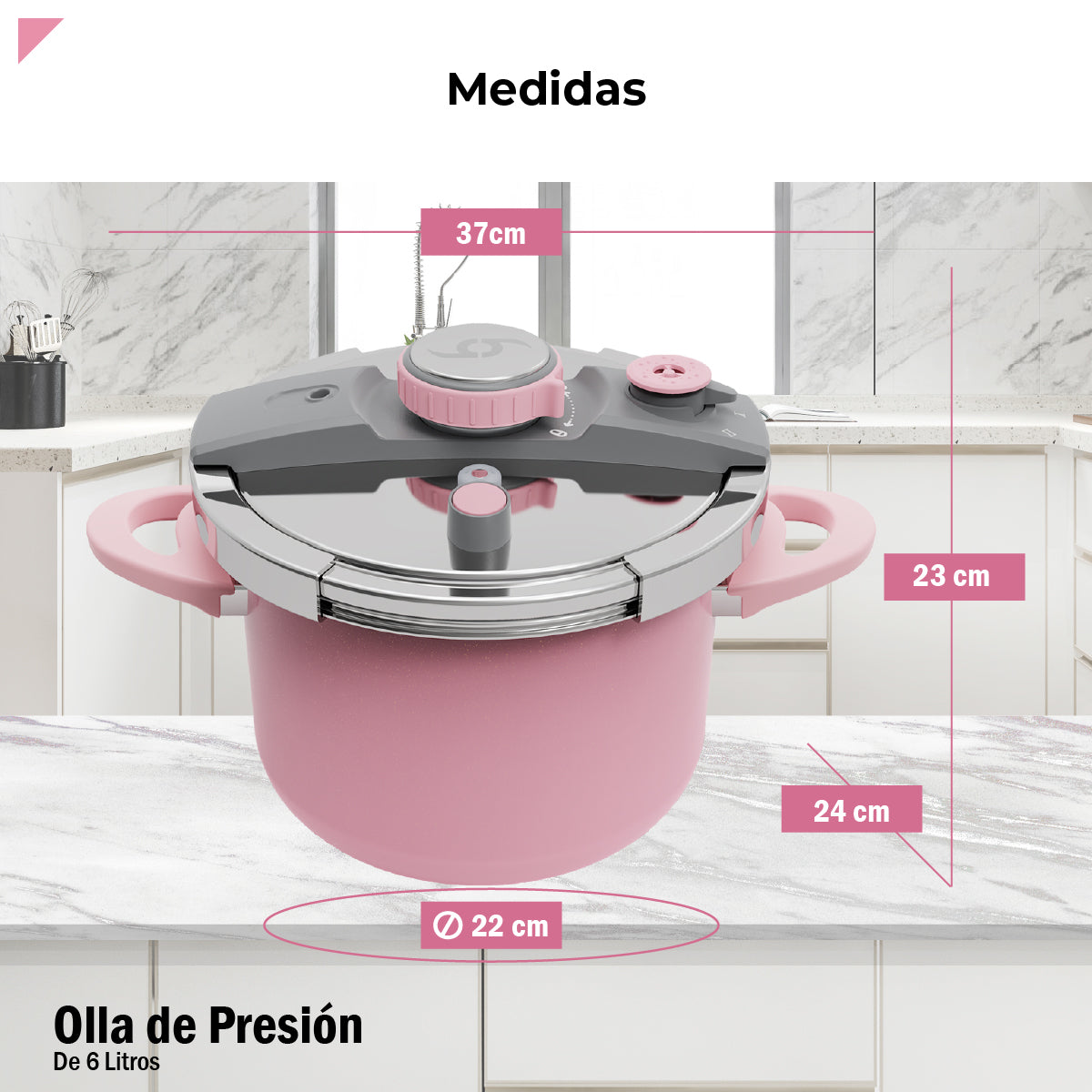 Bogner Olla De Presión 6l Acero Inox Rosa BPC06P