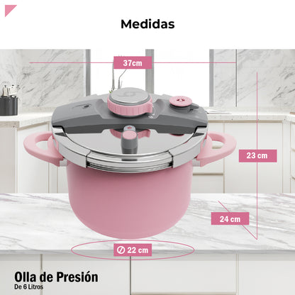 Bogner Olla De Presión 6l Acero Inox Rosa BPC06P