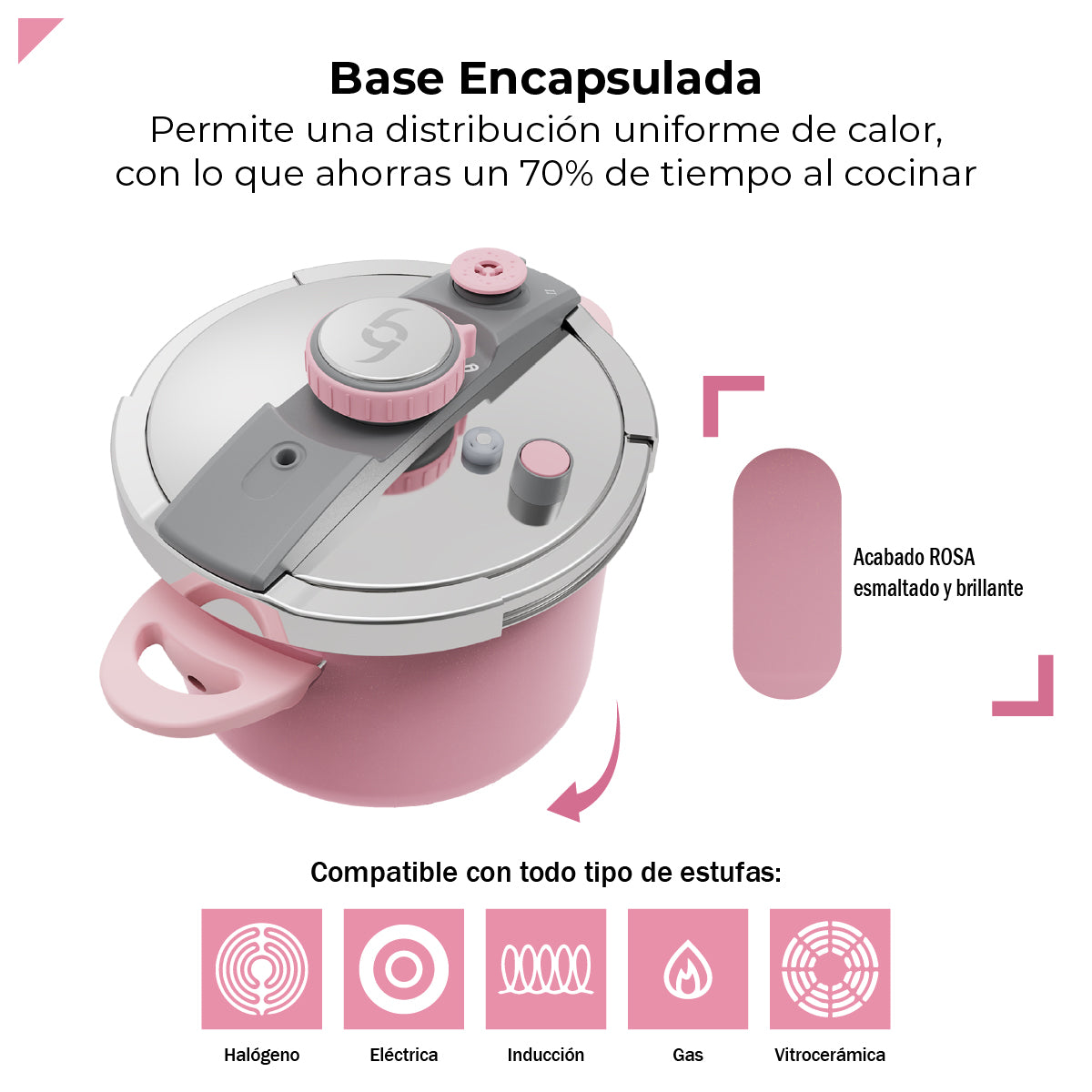 Bogner Olla De Presión 6l Acero Inox Rosa BPC06P