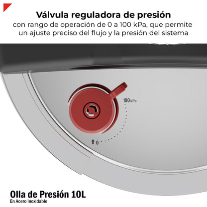 Olla De Presión Bogner 10l Inox 304 Vaporera Tapa De Vidrio