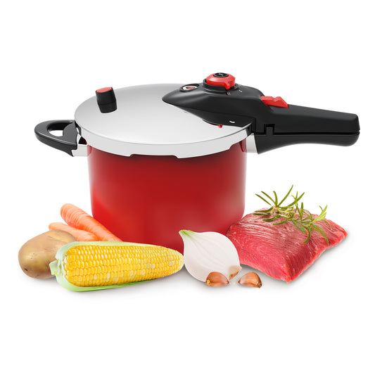 Bogner Olla de Presión de 6L BPCR06L – Acero Inoxidable 304, 5 Sistemas de Seguridad, 2 Niveles de Cocción