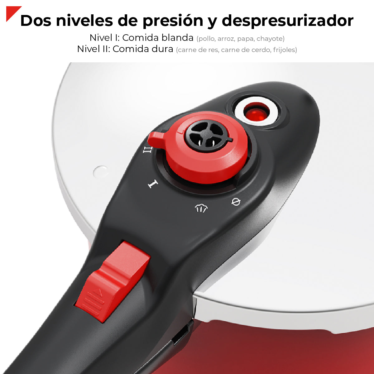 Bogner Olla de Presión de 6L BPCR06L – Acero Inoxidable 304, 5 Sistemas de Seguridad, 2 Niveles de Cocción